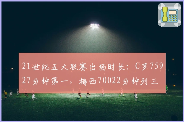 21世纪五大联赛出场时长：C罗75927分钟第一，梅西70022分钟列三